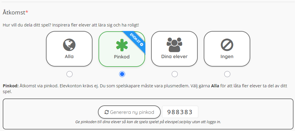 Pinkodslåsta spel